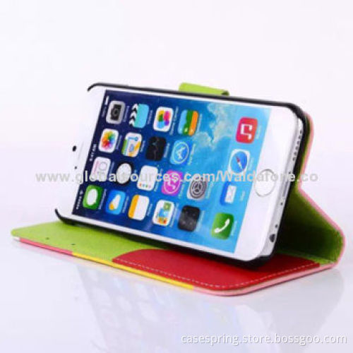 Rainbow-colored PU Leather Case for iPhone 6, Collision Color